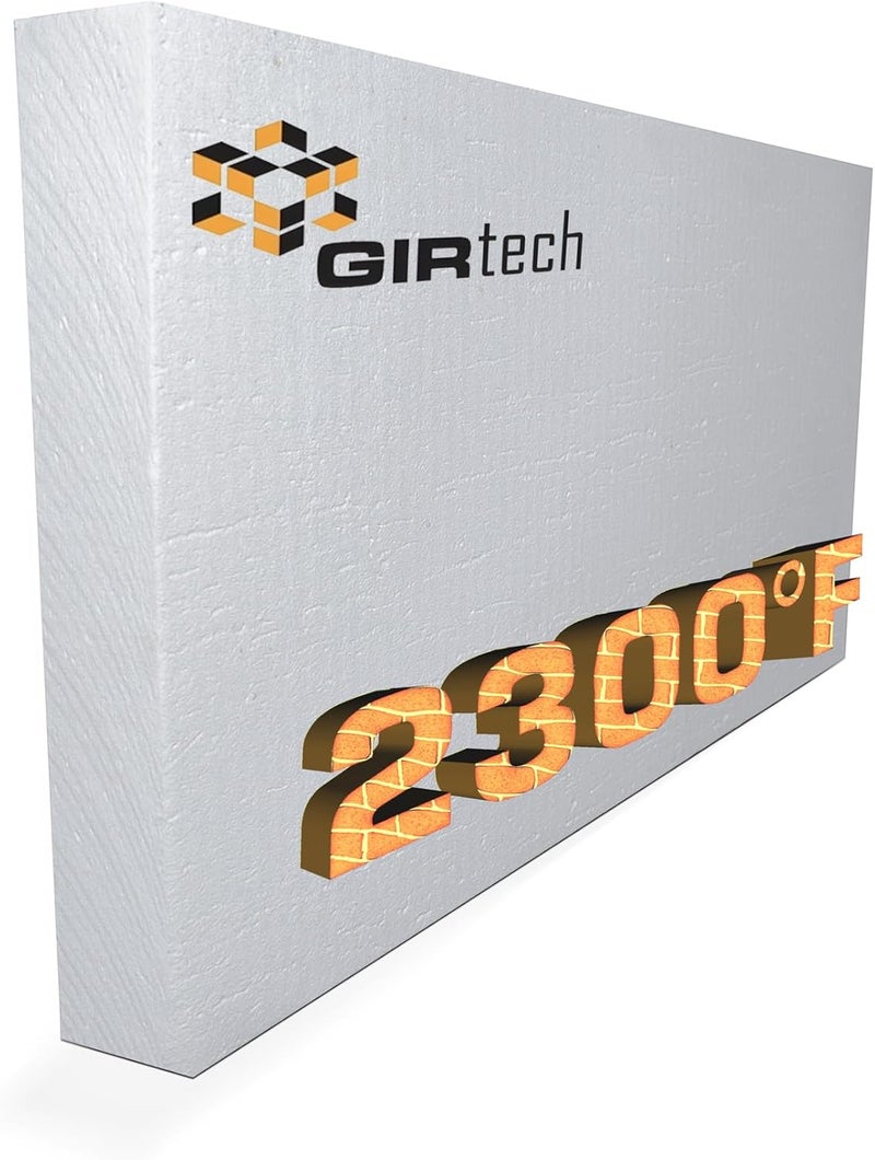 GIRtech Ceramic Fiber Insulation Board (2300F) (23,6" X 12" X 2"), Fireproof Insulating Board for Wood Stoves, Pizza Ovens, Forges, Kilns, Furnaces, Fireplaces - Pack of 1 - Image 1